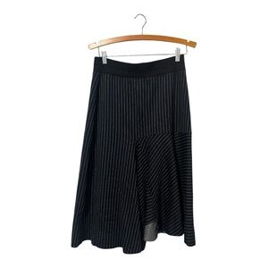 She's So Asymmetric Hem Pinstripe Skirt 46 Pull On Elastic Waist Black